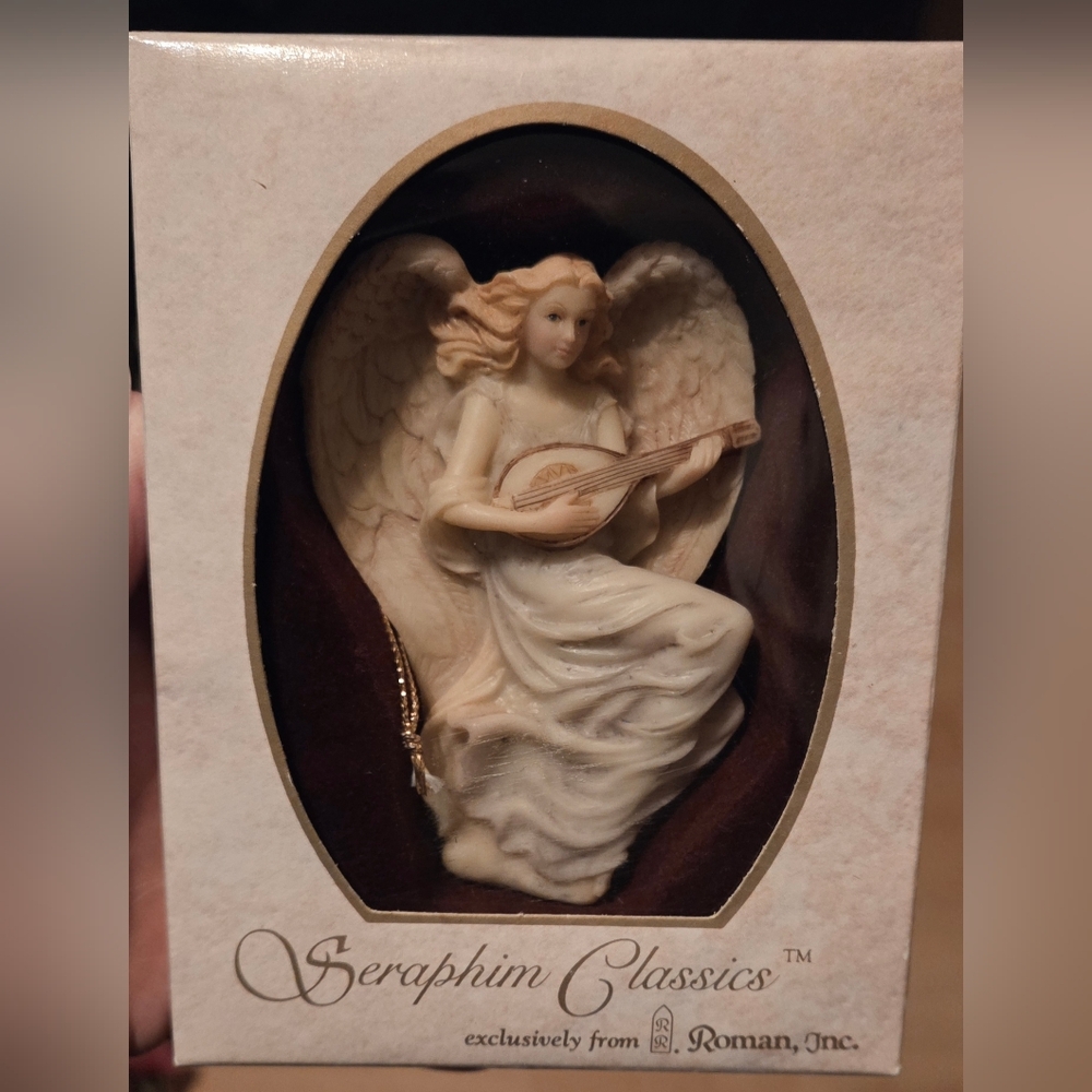 Vintage 1994 Roman Inc Seraphim Classics LYDIA Winged Poet Angel Ornament in Box
